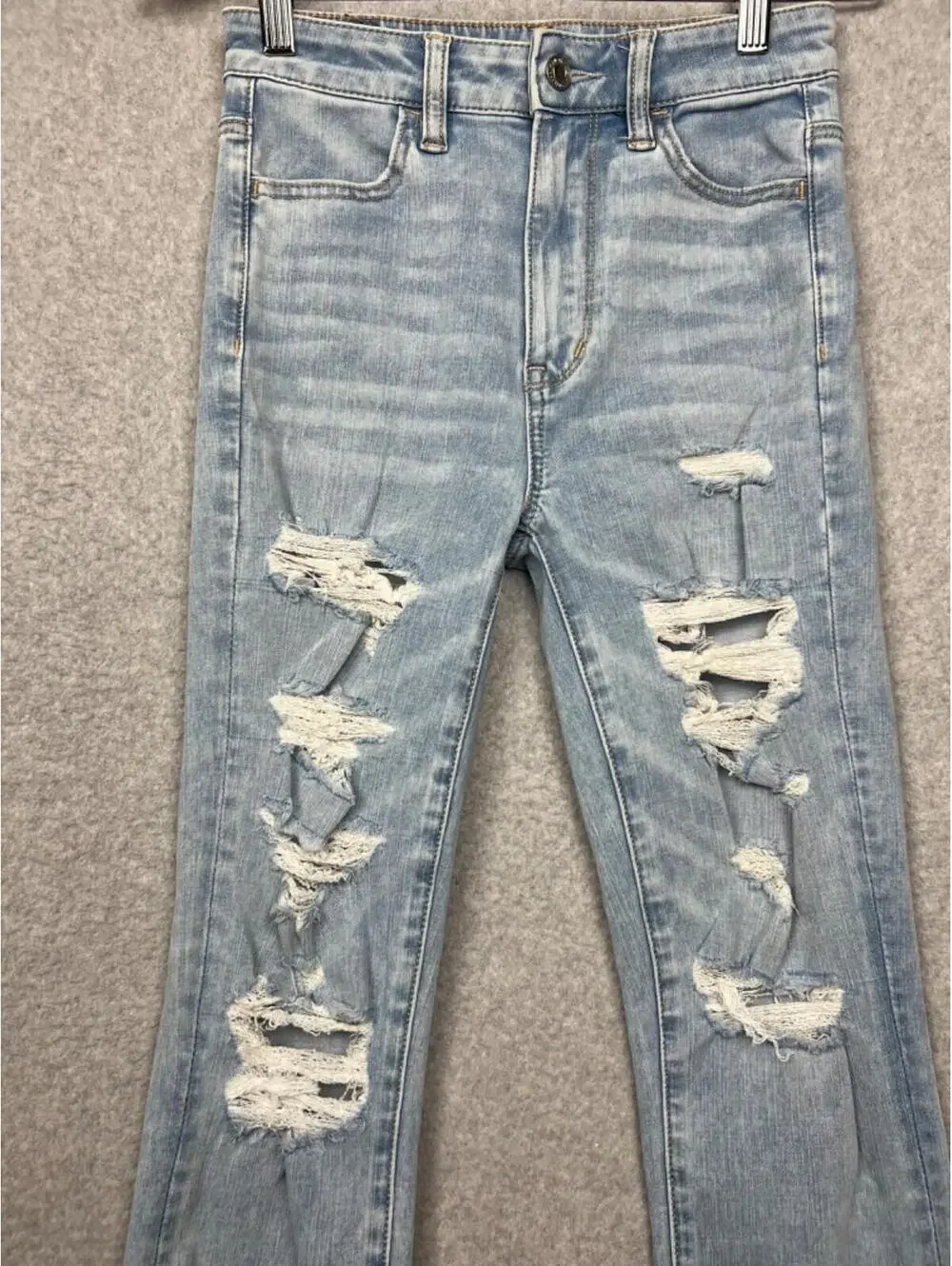 American Eagle Jeans High Rise Jegging Distressed Womens 0 Classic Light Wash